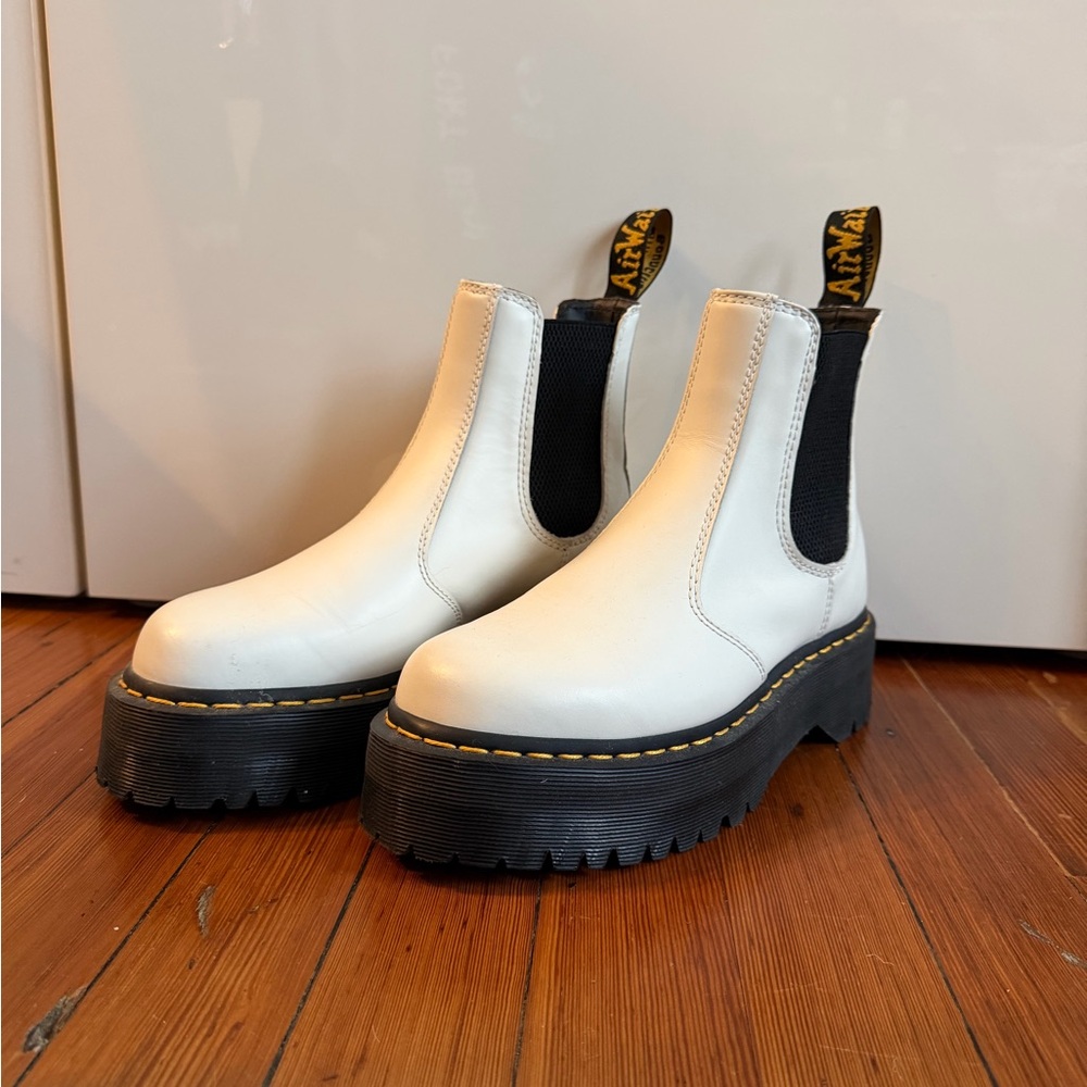 Dr. Martens White Platform Chelsea Boots